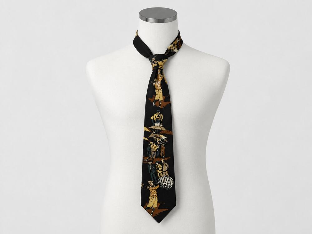 Vintage Savvy Golf Necktie 100% Silk Novelty Golfer Print Made in USA
